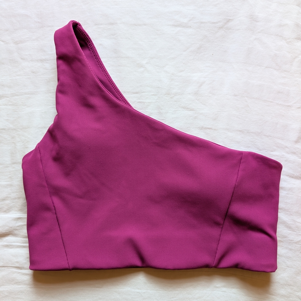 Wilo The Label One Shoulder Ribbed Sports Bra Size Medium